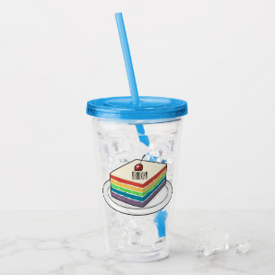 Vaso Acrílico Ilustracion personalizado de pastel de arcoiris