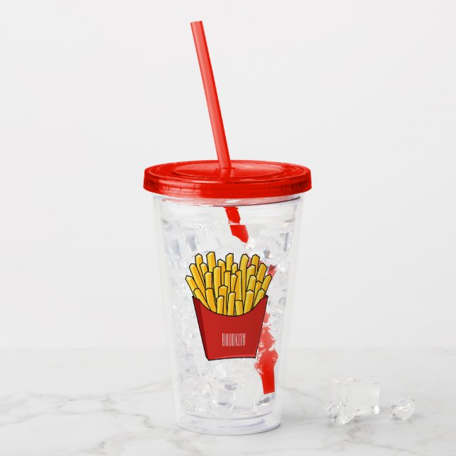Vaso Acrílico Ilustracion personalizado de patatas fritas (Anverso (hielo))