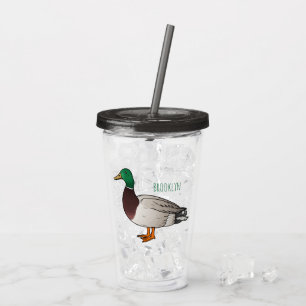 Vaso Acrílico Ilustracion personalizado de pato mallard