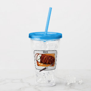 Vaso Acrílico Ilustracion personalizado de pavo asado