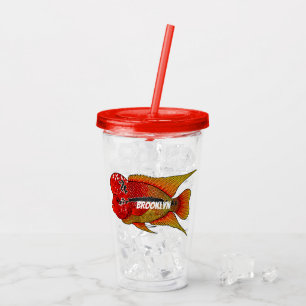 Vaso Acrílico Ilustracion personalizado de peces cíclicos de cue