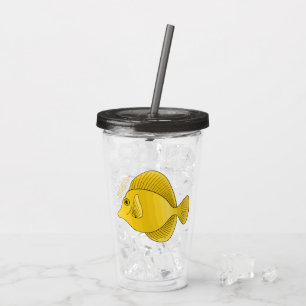 Vaso Acrílico Ilustracion personalizado de pescado tango amarill
