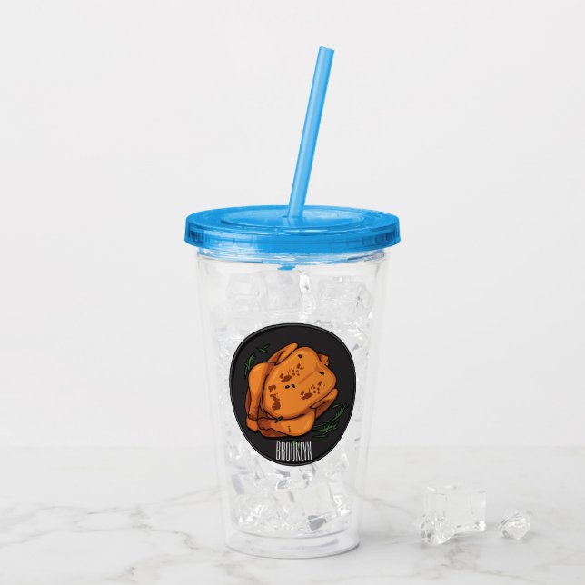 Vaso Acrílico Ilustracion personalizado de pollo asado (Reverso (hielo))