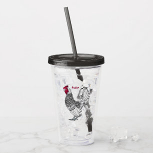 Vaso Acrílico Ilustracion personalizado de pollo de Sebright