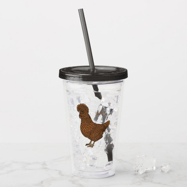 Vaso Acrílico Ilustracion personalizado de pollo polaco Chamois (Anverso (hielo))