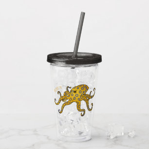 Vaso Acrílico Ilustracion personalizado de pulpo de anillo azul