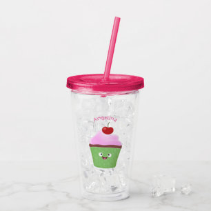 Vaso Acrílico Ilustracion personalizado de quequitos alegres