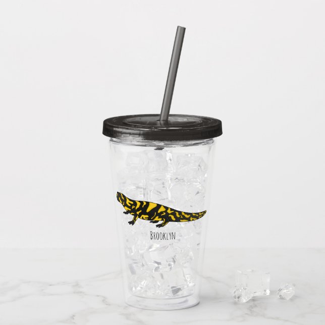 Vaso Acrílico Ilustracion personalizado de salamandra tigre (Reverso (hielo))