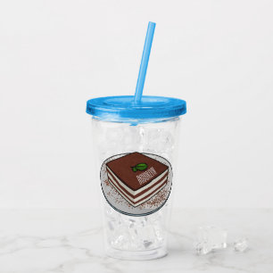 Vaso Acrílico Ilustracion personalizado de tarta de Tiramisu