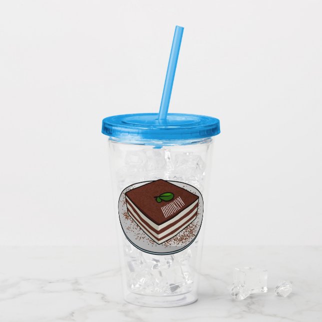 Vaso Acrílico Ilustracion personalizado de tarta de Tiramisu (Reverso (hielo))