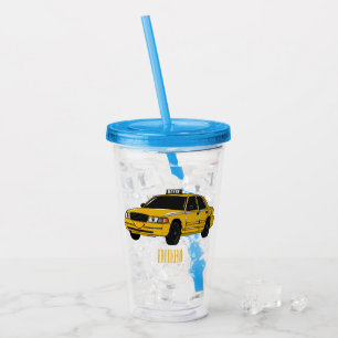 Vaso Acrílico Ilustracion personalizado de taxi