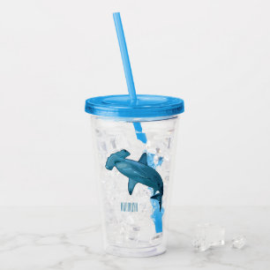Vaso Acrílico Ilustracion personalizado de tiburón martillo