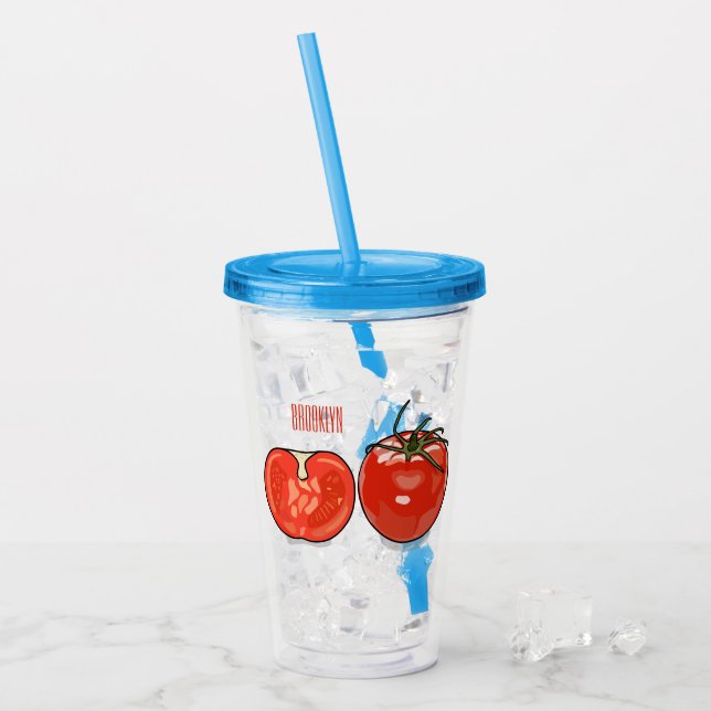 Vaso Acrílico Ilustracion personalizado de tomate (Anverso (hielo))