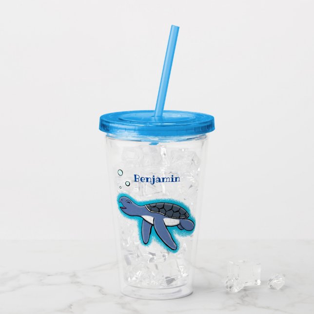 Vaso Acrílico Ilustracion personalizado de tortuga marina de beb