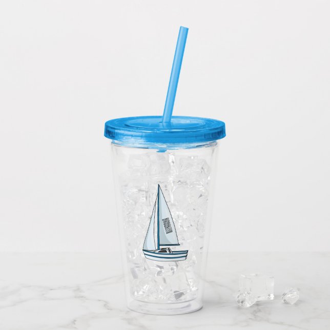 Vaso Acrílico Ilustracion personalizado de velero (Reverso (hielo))