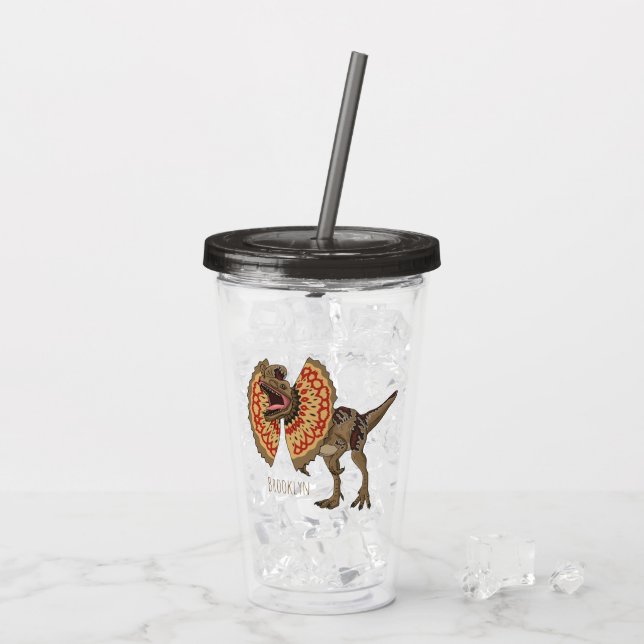 Vaso Acrílico Ilustracion personalizado Dilophosaurus (Reverso (hielo))