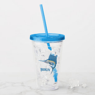 Vaso Acrílico Ilustracion personalizado divertido de pez espada