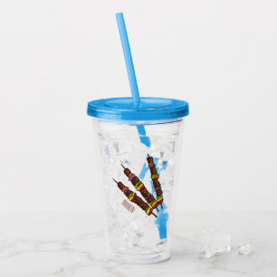 Vaso Acrílico Ilustracion personalizado kebab o kabob