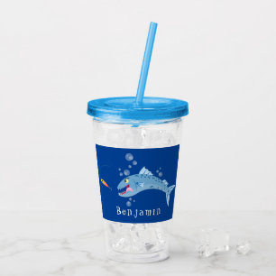 Vaso Acrílico Ilustracion personalizado pescador hambriento de b