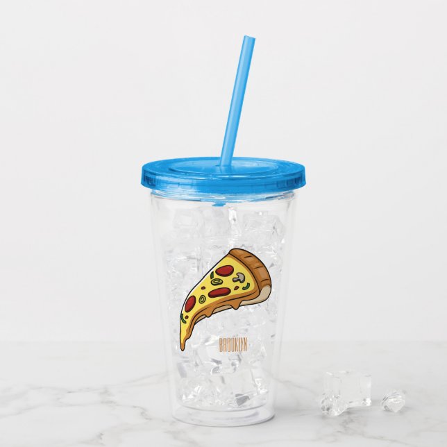 Vaso Acrílico Ilustracion personalizado Pizza (Reverso (hielo))