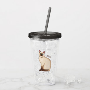 Vaso Acrílico Ilustracion personalizado siamés