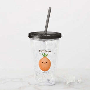 Vaso Acrílico Ilustracion personalizado verde de cebolla marrón