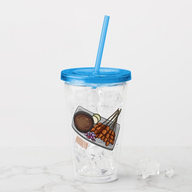 Vaso Acrílico Ilustracion Satay personalizado (Reverso (hielo))