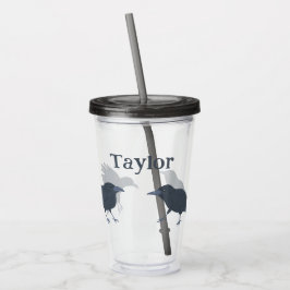 Vaso Acrílico Ilustraciones de aves de Black Crows Personalizado