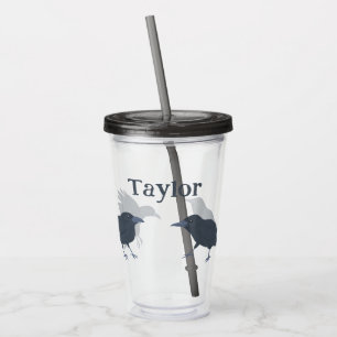 Vaso Acrílico Ilustraciones de aves de Black Crows Personalizado