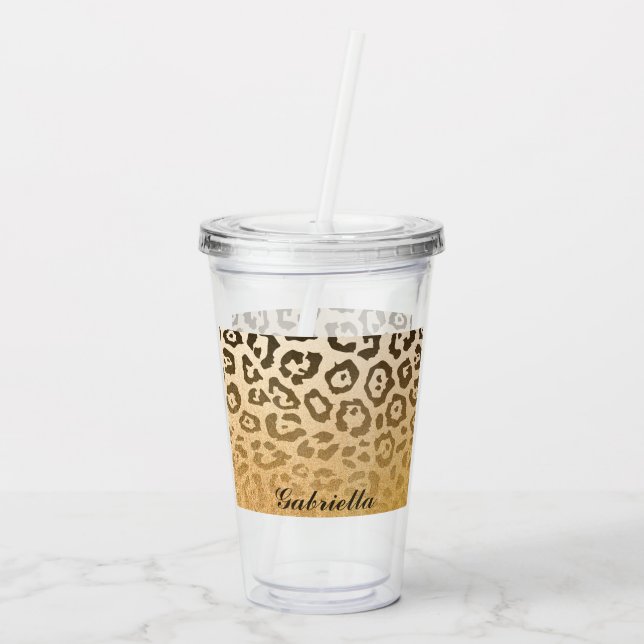 Vaso Acrílico Impresión Cute Leopard (Reverso)