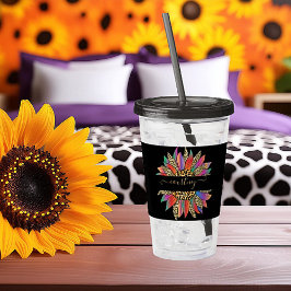 Vaso Acrílico Impresión de arcoiris y leopardo personalizada