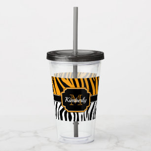 Vaso Acrílico Impresión de cebra delgada