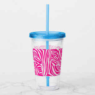 Vaso Acrílico Impresión de cebra rosa