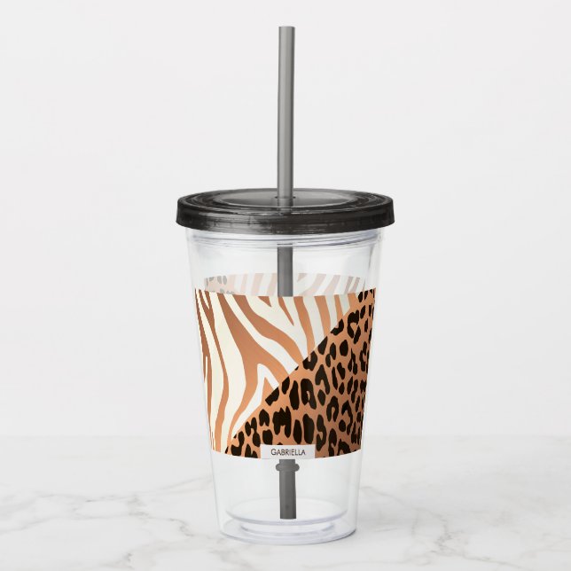 Vaso Acrílico Impresión de cebra y leopardo (Anverso)