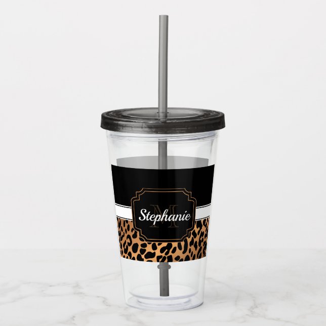 Vaso Acrílico Impresión de leopardo mate (Anverso)