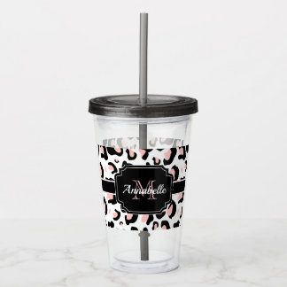 Vaso Acrílico Impresión de leopardo rosa