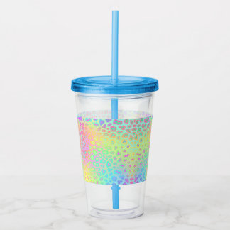 Vaso Acrílico Impresión del leopardo del arcoiris Pastel