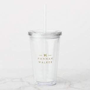 Vaso Acrílico Inicial   Elegante Gold Moderno Minimalista