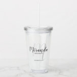 Vaso Acrílico Iniciales y nombre personalizados de dama de honor<br><div class="desc">Regalos personalizados para damas de honor características nombre personalizado de dama de honor en estilo de letra script moderna gris y monograma en estilo de letra script moderna gris claro como fondo con título y fecha de boda en estilo de letra sans serif moderna gris. También perfecto para la dama...</div>