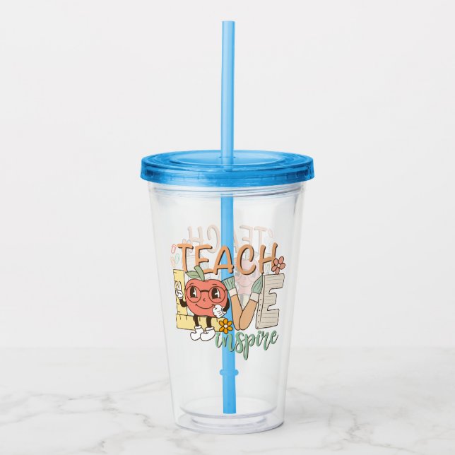 Vaso Acrílico Inspira amor de enseñanza - Suministros escolares (Anverso)