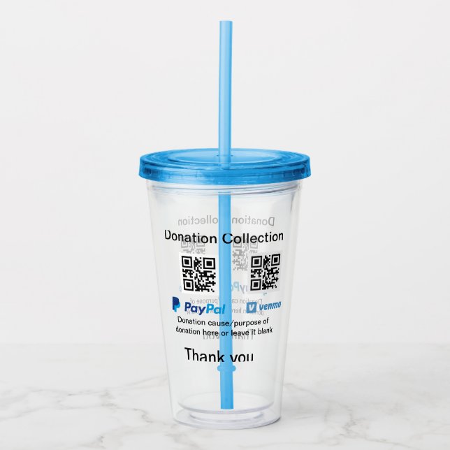 Vaso Acrílico Instrucciones para la recolección de donaciones: a (Anverso)