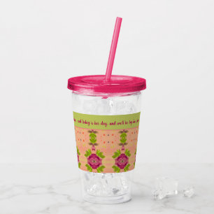 Vaso Acrílico Invitado boda rosa brillante y lima