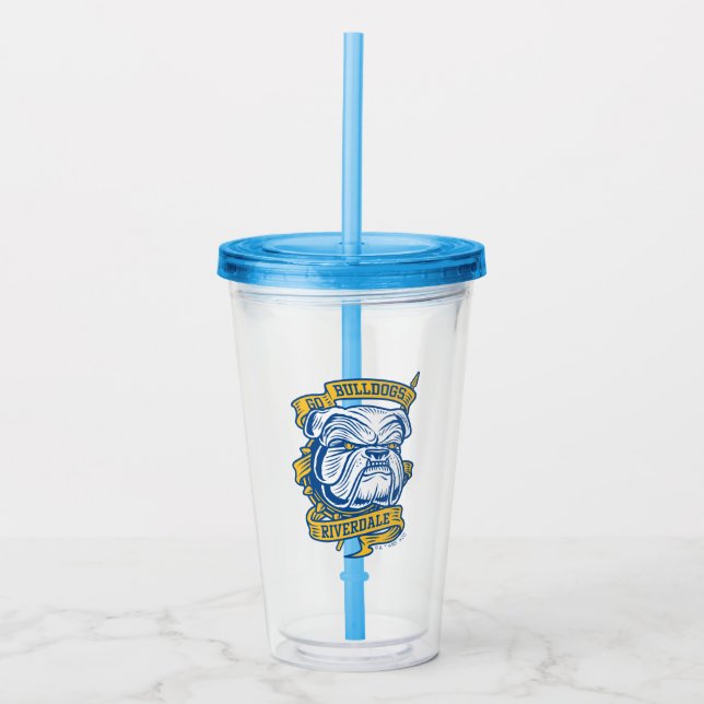 Vaso Acrílico Ir Bulldoges - Banner de la mascota Riverdale (Anverso)