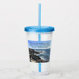 Vaso Acrílico Isaiah 43:2 Estaré contigo Foto de Ocean