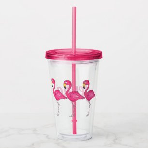 Vaso Acrílico Isla Tropical Flamingo Rosa Personalizado