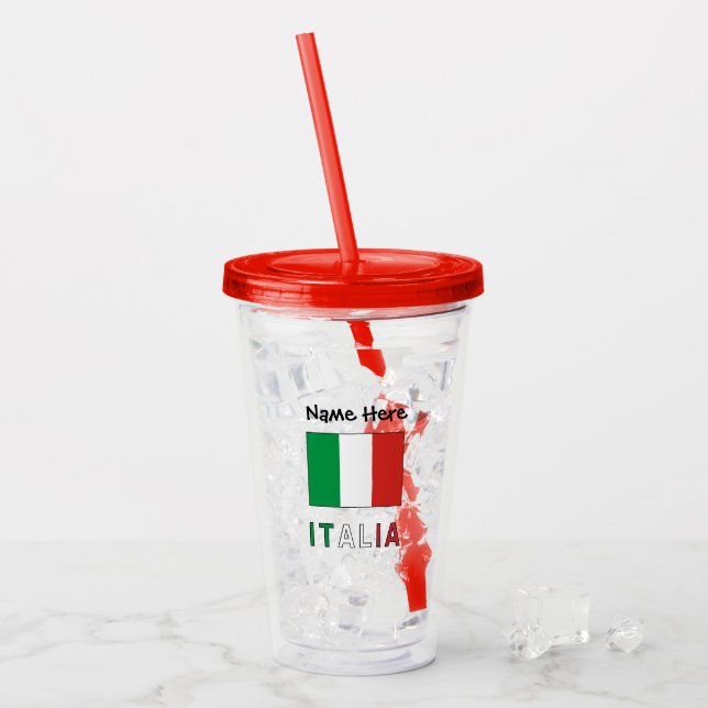 Vaso Acrílico Italia Bandeira Italiana personalizada (Anverso (hielo))