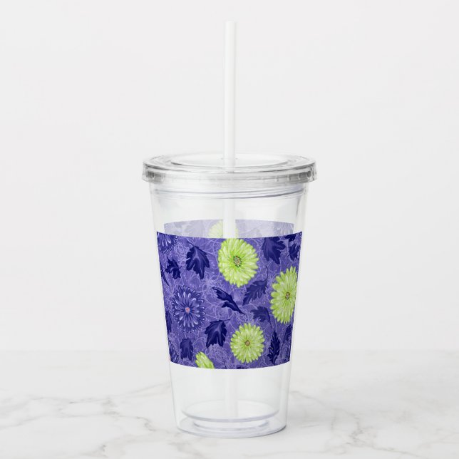 Vaso Acrílico Jardín de Daisy a Medianoche (Anverso)