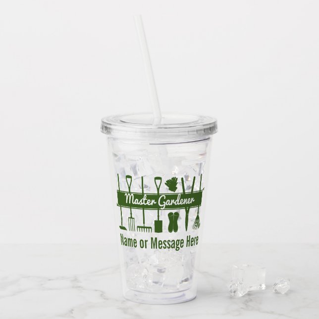 Vaso Acrílico Jardinero maestro moderno personalizado (Anverso (hielo))