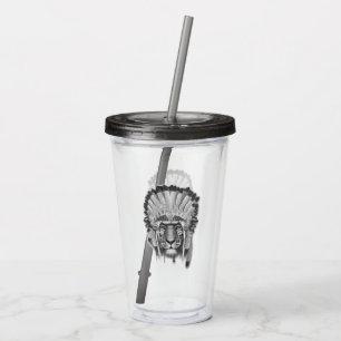 Vaso Acrílico Jefe del tigre del nativo americano