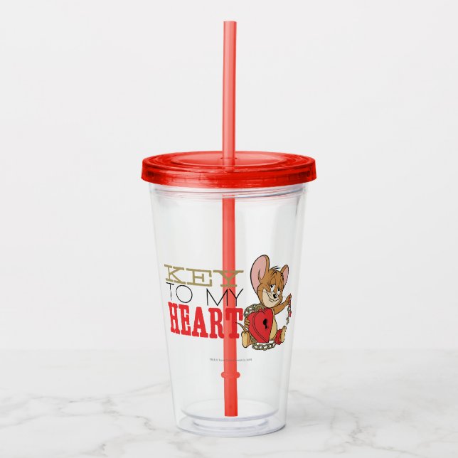 Vaso Acrílico Jerry Mouse "Key To My Heart" Valentine (Anverso)